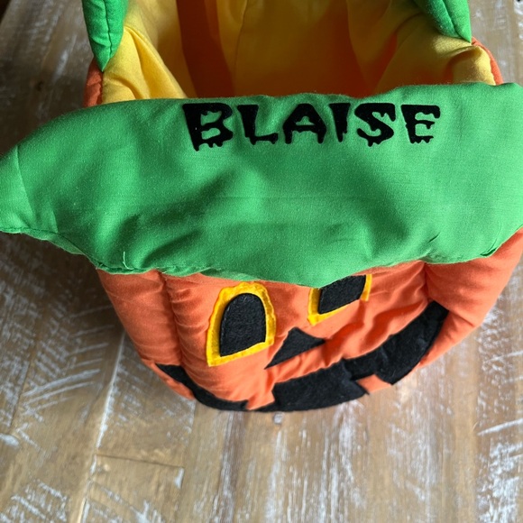 Pottery Barn Kids Pumpkin Trick-or-Treat Bag personalized “Blaise” - Picture 2 of 2